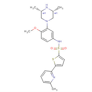 874956-09-9  2-Thiophenesulfonamide,N-[3-[(3R,5S)-3,5-dimethyl-1-piperazinyl]-4-methoxyphenyl]-5-(6-methyl-2-pyridinyl)-, rel-