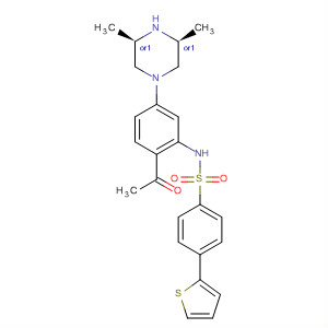 874956-14-6  Benzenesulfonamide,N-[2-acetyl-5-[(3R,5S)-3,5-dimethyl-1-piperazinyl]phenyl]-4-(2-thienyl)-,rel-