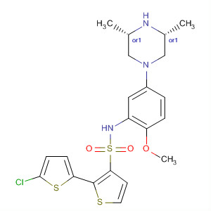 874956-29-3  [2,2'-Bithiophene]-5-sulfonamide,5'-chloro-N-[5-[(3R,5S)-3,5-dimethyl-1-piperazinyl]-2-methoxyphenyl]-,rel-