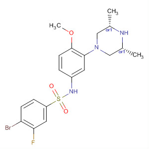 874956-38-4  Benzenesulfonamide,4-bromo-N-[3-[(3R,5S)-3,5-dimethyl-1-piperazinyl]-4-methoxyphenyl]-3-fluoro-, rel-