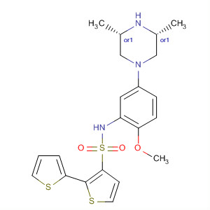 874957-18-3  [2,2'-Bithiophene]-5-sulfonamide,N-[5-[(3R,5S)-3,5-dimethyl-1-piperazinyl]-2-methoxyphenyl]-, rel-