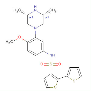 874957-26-3  [2,2'-Bithiophene]-5-sulfonamide,N-[3-[(3R,5S)-3,5-dimethyl-1-piperazinyl]-4-methoxyphenyl]-, rel-