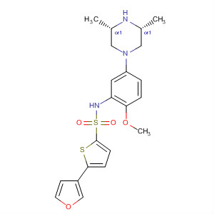 874958-47-1  2-Thiophenesulfonamide,N-[5-[(3R,5S)-3,5-dimethyl-1-piperazinyl]-2-methoxyphenyl]-5-(3-furanyl)-, rel-