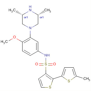 874958-53-9  [2,2'-Bithiophene]-5-sulfonamide,N-[3-[(3R,5S)-3,5-dimethyl-1-piperazinyl]-4-methoxyphenyl]-5'-methyl-,rel-
