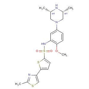 874958-64-2  2-Thiophenesulfonamide,N-[5-[(3R,5S)-3,5-dimethyl-1-piperazinyl]-2-methoxyphenyl]-5-(2-methyl-4-thiazolyl)-, rel-