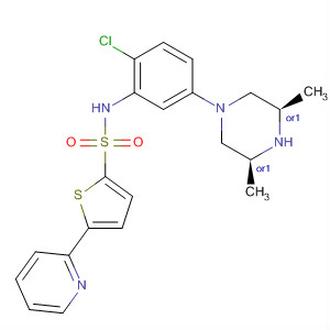 874958-67-5  2-Thiophenesulfonamide,N-[2-chloro-5-[(3R,5S)-3,5-dimethyl-1-piperazinyl]phenyl]-5-(2-pyridinyl)-, rel-
