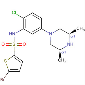 874959-72-5  2-Thiophenesulfonamide,5-bromo-N-[2-chloro-5-[(3R,5S)-3,5-dimethyl-1-piperazinyl]phenyl]-, rel-