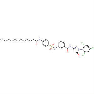 87496-49-9  Benzamide,N-[4,5-dihydro-5-oxo-1-(2,4,6-trichlorophenyl)-1H-pyrazol-3-yl]-3-[[[4-[(1-oxododecyl)amino]phenyl]sulfonyl]amino]-