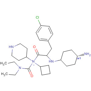 874985-53-2  4-Piperidinamine,1-[(2R)-2-[(cis-4-aminocyclohexyl)amino]-3-(4-chlorophenyl)-1-oxopropyl]-N-cyclobutyl-N-[(diethylamino)carbonyl]-