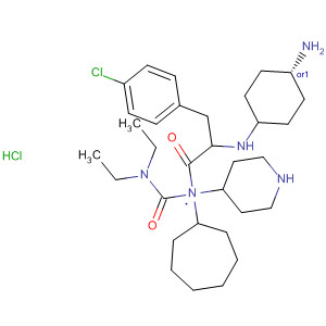 874985-59-8  4-Piperidinamine,1-[(2R)-2-[(cis-4-aminocyclohexyl)amino]-3-(4-chlorophenyl)-1-oxopropyl]-N-cycloheptyl-N-[(diethylamino)carbonyl]-, hydrochloride