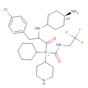 874985-66-7  4-Piperidinamine,1-[(2R)-2-[(cis-4-aminocyclohexyl)amino]-3-(4-chlorophenyl)-1-oxopropyl]-N-cyclohexyl-N-[[(2,2,2-trifluoroethyl)amino]carbonyl]-