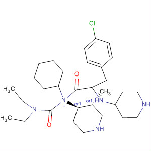 874985-74-7  4-Piperidinamine,1-[3-(4-chlorophenyl)-1-oxo-2-(4-piperidinylamino)propyl]-N-cyclohexyl-N-[(diethylamino)carbonyl]-3-methyl-, (3R,4R)-rel-