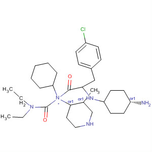 874985-76-9  4-Piperidinamine,1-[2-[(cis-4-aminocyclohexyl)amino]-3-(4-chlorophenyl)-1-oxopropyl]-N-cyclohexyl-N-[(diethylamino)carbonyl]-3-methyl-, (3R,4R)-rel-
