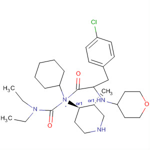 874985-80-5  4-Piperidinamine,1-[3-(4-chlorophenyl)-1-oxo-2-[(tetrahydro-2H-pyran-4-yl)amino]propyl]-N-cyclohexyl-N-[(diethylamino)carbonyl]-3-methyl-, (3R,4R)-rel-