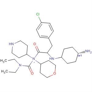 874985-92-9  4-Piperidinamine,1-[(2R)-2-[(cis-4-aminocyclohexyl)amino]-3-(4-chlorophenyl)-1-oxopropyl]-N-[(diethylamino)carbonyl]-N-(tetrahydro-2H-pyran-4-yl)-