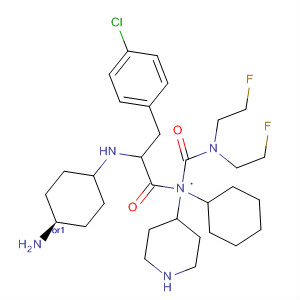 874986-04-6  4-Piperidinamine,1-[(2R)-2-[(cis-4-aminocyclohexyl)amino]-3-(4-chlorophenyl)-1-oxopropyl]-N-[[bis(2-fluoroethyl)amino]carbonyl]-N-cyclohexyl-