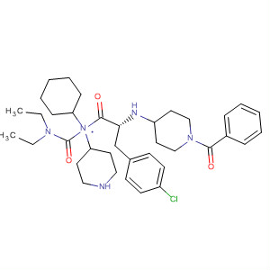 874987-91-4  4-Piperidinamine,1-[(2R)-2-[(1-benzoyl-4-piperidinyl)amino]-3-(4-chlorophenyl)-1-oxopropyl]-N-cyclohexyl-N-[(diethylamino)carbonyl]-
