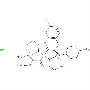 874989-67-0  4-Piperidinamine,1-[(2R)-2-[(4-aminocyclohexyl)amino]-3-(4-chlorophenyl)-1-oxopropyl]-N-cyclohexyl-N-[(diethylamino)carbonyl]-, hydrochloride