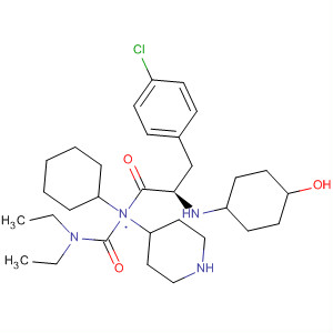 874989-68-1  4-Piperidinamine,1-[(2R)-3-(4-chlorophenyl)-2-[(4-hydroxycyclohexyl)amino]-1-oxopropyl]-N-cyclohexyl-N-[(diethylamino)carbonyl]-