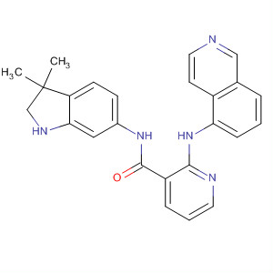 875002-90-7  3-Pyridinecarboxamide,N-(2,3-dihydro-3,3-dimethyl-1H-indol-6-yl)-2-(5-isoquinolinylamino)-