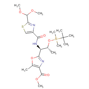 875011-78-2  4-Oxazolecarboxylic acid,2-[(1S,2R)-1-[[[2-(dimethoxymethyl)-4-thiazolyl]carbonyl]amino]-2-[[(1,1-dimethylethyl)dimethylsilyl]oxy]propyl]-5-methyl-, methyl ester