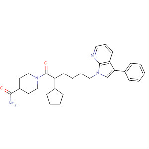 875101-05-6  4-Piperidinecarboxamide,1-[2-cyclopentyl-1-oxo-6-(3-phenyl-1H-pyrrolo[2,3-b]pyridin-1-yl)hexyl]-