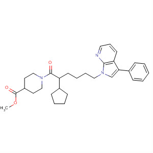 875101-07-8  4-Piperidinecarboxylic acid,1-[2-cyclopentyl-1-oxo-6-(3-phenyl-1H-pyrrolo[2,3-b]pyridin-1-yl)hexyl]-,methyl ester
