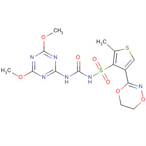 875208-58-5  3-Thiophenesulfonamide,4-(5,6-dihydro-1,4,2-dioxazin-3-yl)-N-[[(4,6-dimethoxy-1,3,5-triazin-2-yl)amino]carbonyl]-2-methyl-