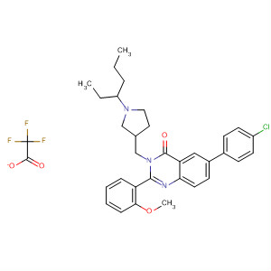 875261-39-5  4(3H)-Quinazolinone,6-(4-chlorophenyl)-3-[[1-(1-ethylbutyl)-3-pyrrolidinyl]methyl]-2-(2-methoxyphenyl)-, mono(trifluoroacetate)