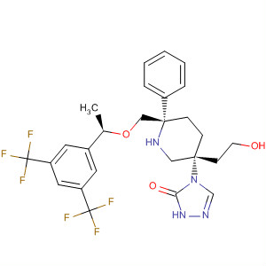 873946-92-0  3H-1,2,4-Triazol-3-one,4-[(3R,6S)-6-[[(1R)-1-[3,5-bis(trifluoromethyl)phenyl]ethoxy]methyl]-3-(2-hydroxyethyl)-6-phenyl-3-piperidinyl]-2,4-dihydro-