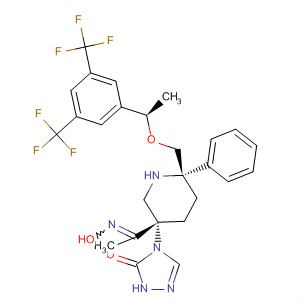 873947-22-9  3H-1,2,4-Triazol-3-one,4-[(3S,6S)-6-[[(1R)-1-[3,5-bis(trifluoromethyl)phenyl]ethoxy]methyl]-3-[1-(hydroxyimino)ethyl]-6-phenyl-3-piperidinyl]-2,4-dihydro-
