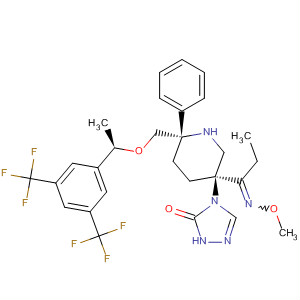873947-26-3  3H-1,2,4-Triazol-3-one,4-[(3S,6S)-6-[[(1R)-1-[3,5-bis(trifluoromethyl)phenyl]ethoxy]methyl]-3-[1-(methoxyimino)propyl]-6-phenyl-3-piperidinyl]-2,4-dihydro-