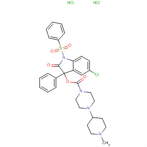 873953-67-4  1-Piperazinecarboxylic acid, 4-(1-methyl-4-piperidinyl)-,5-chloro-2,3-dihydro-2-oxo-3-phenyl-1-(phenylsulfonyl)-1H-indol-3-ylester, dihydrochloride