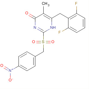 874113-80-1  4(1H)-Pyrimidinone,6-[(2,6-difluorophenyl)methyl]-5-methyl-2-[[(4-nitrophenyl)methyl]sulfonyl]-