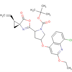 874127-66-9  1-Pyrrolidinecarboxylic acid,4-[(8-chloro-2-ethoxy-4-quinolinyl)oxy]-2-[(1S,3R)-1-ethenyl-7-oxo-6-oxa-4-azaspiro[2.4]hept-4-en-5-yl]-, 1,1-dimethylethyl ester, (2S,4R)-