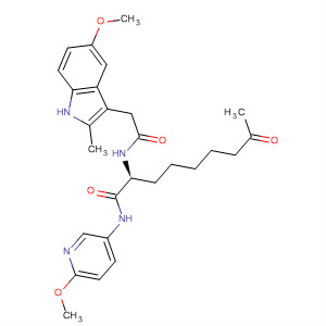874157-86-5  1H-Indole-3-acetamide,5-methoxy-N-[(1S)-1-[[(6-methoxy-3-pyridinyl)amino]carbonyl]-7-oxooctyl]-2-methyl-