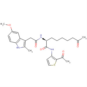 874157-88-7  1H-Indole-3-acetamide,N-[(1S)-1-[[(2-acetyl-3-thienyl)amino]carbonyl]-7-oxooctyl]-5-methoxy-2-methyl-