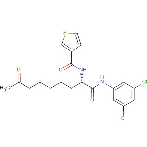 874158-36-8  3-Thiophenecarboxamide,N-[(1S)-1-[[(3,5-dichlorophenyl)amino]carbonyl]-7-oxooctyl]-