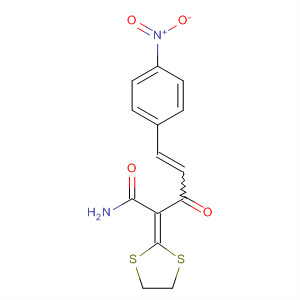 874186-23-9  4-Pentenamide, 2-(1,3-dithiolan-2-ylidene)-5-(4-nitrophenyl)-3-oxo- 874186-23-9  4-Pentenamide, 2-(1,3-dithiolan-2-ylidene)-5-(4-nitrophenyl)-3-oxo-