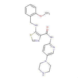 874288-95-6  4-Thiazolecarboxamide,5-[[(2-methoxyphenyl)methyl]amino]-N-[5-(1-piperazinyl)-2-pyridinyl]-
