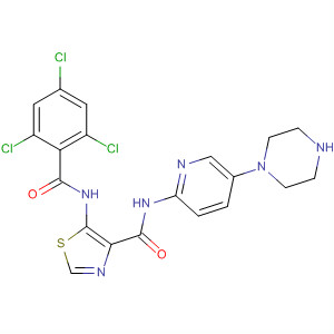 874288-97-8  4-Thiazolecarboxamide,N-[5-(1-piperazinyl)-2-pyridinyl]-5-[(2,4,6-trichlorobenzoyl)amino]-