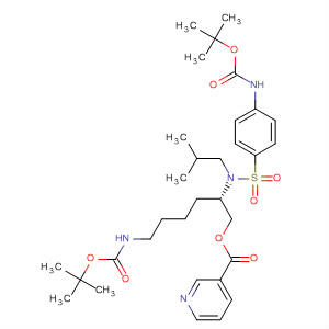 874339-83-0  3-Pyridinecarboxylic acid,(2S)-6-[[(1,1-dimethylethoxy)carbonyl]amino]-2-[[[4-[[(1,1-dimethylethoxy)carbonyl]amino]phenyl]sulfonyl](2-methylpropyl)amino]hexyl ester