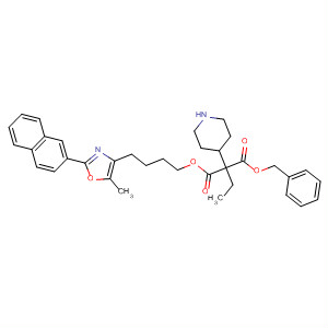 874366-68-4  4-Piperidineacetic acid,a-ethyl-1-[[4-[5-methyl-2-(2-naphthalenyl)-4-oxazolyl]butoxy]carbonyl]-,phenylmethyl ester