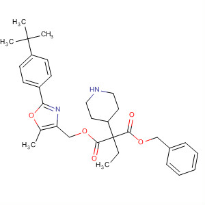 874366-70-8  4-Piperidineacetic acid,1-[[[2-[4-(1,1-dimethylethyl)phenyl]-5-methyl-4-oxazolyl]methoxy]carbonyl]-a-ethyl-, phenylmethyl ester