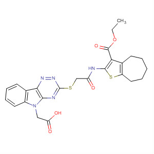 874374-42-2  5H-1,2,4-Triazino[5,6-b]indole-5-acetic acid,3-[[2-[[3-(ethoxycarbonyl)-5,6,7,8-tetrahydro-4H-cyclohepta[b]thien-2-yl]amino]-2-oxoethyl]thio]-