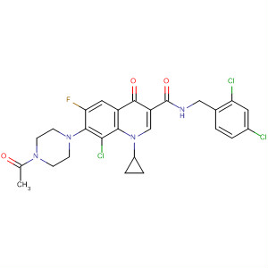 874482-04-9  3-Quinolinecarboxamide,7-(4-acetyl-1-piperazinyl)-8-chloro-1-cyclopropyl-N-[(2,4-dichlorophenyl)methyl]-6-fluoro-1,4-dihydro-4-oxo-