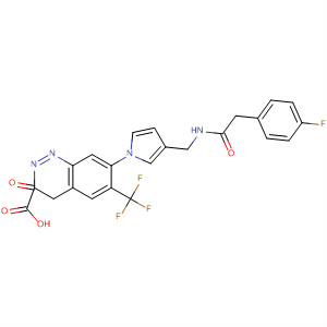 873434-57-2  2-Quinoxalinecarboxylic acid,7-[3-[[[(4-fluorophenyl)acetyl]amino]methyl]-1H-pyrrol-1-yl]-3,4-dihydro-3-oxo-6-(trifluoromethyl)-