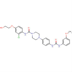 873455-13-1  1-Piperazinecarboxamide,N-[2-chloro-4-(2-hydroxyethoxy)phenyl]-4-[4-[[[(3-methoxyphenyl)amino]carbonyl]amino]phenyl]-