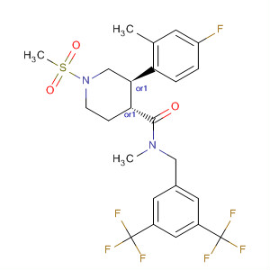 873457-45-5  4-Piperidinecarboxamide,N-[[3,5-bis(trifluoromethyl)phenyl]methyl]-3-(4-fluoro-2-methylphenyl)-N-methyl-1-(methylsulfonyl)-, (3R,4R)-rel-