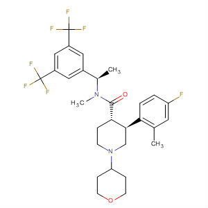 873460-83-4  4-Piperidinecarboxamide,N-[(1R)-1-[3,5-bis(trifluoromethyl)phenyl]ethyl]-3-(4-fluoro-2-methylphenyl)-N-methyl-1-(tetrahydro-2H-pyran-4-yl)-, (3S,4S)-
